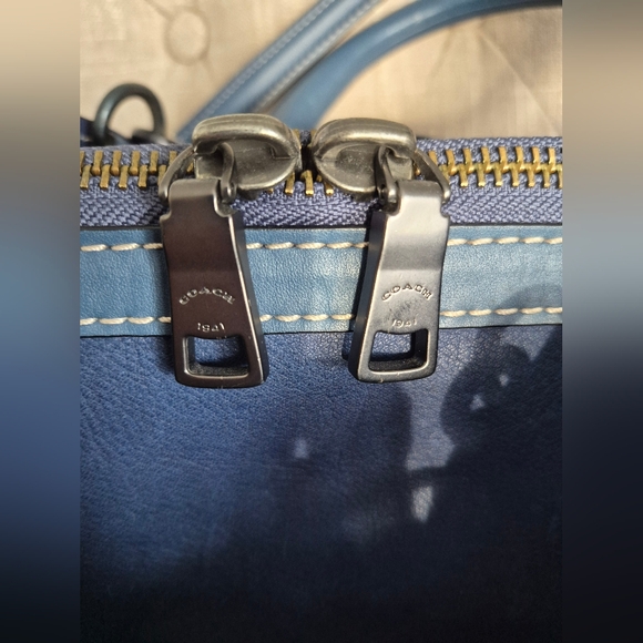 Authentic Coach Navy Blue Suede And Leather 1941 Rogue 36 Tote Bag - Picture 15 of 16